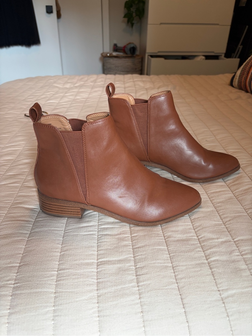 J. Crew Tan Leather Chelsea Ankle Boots